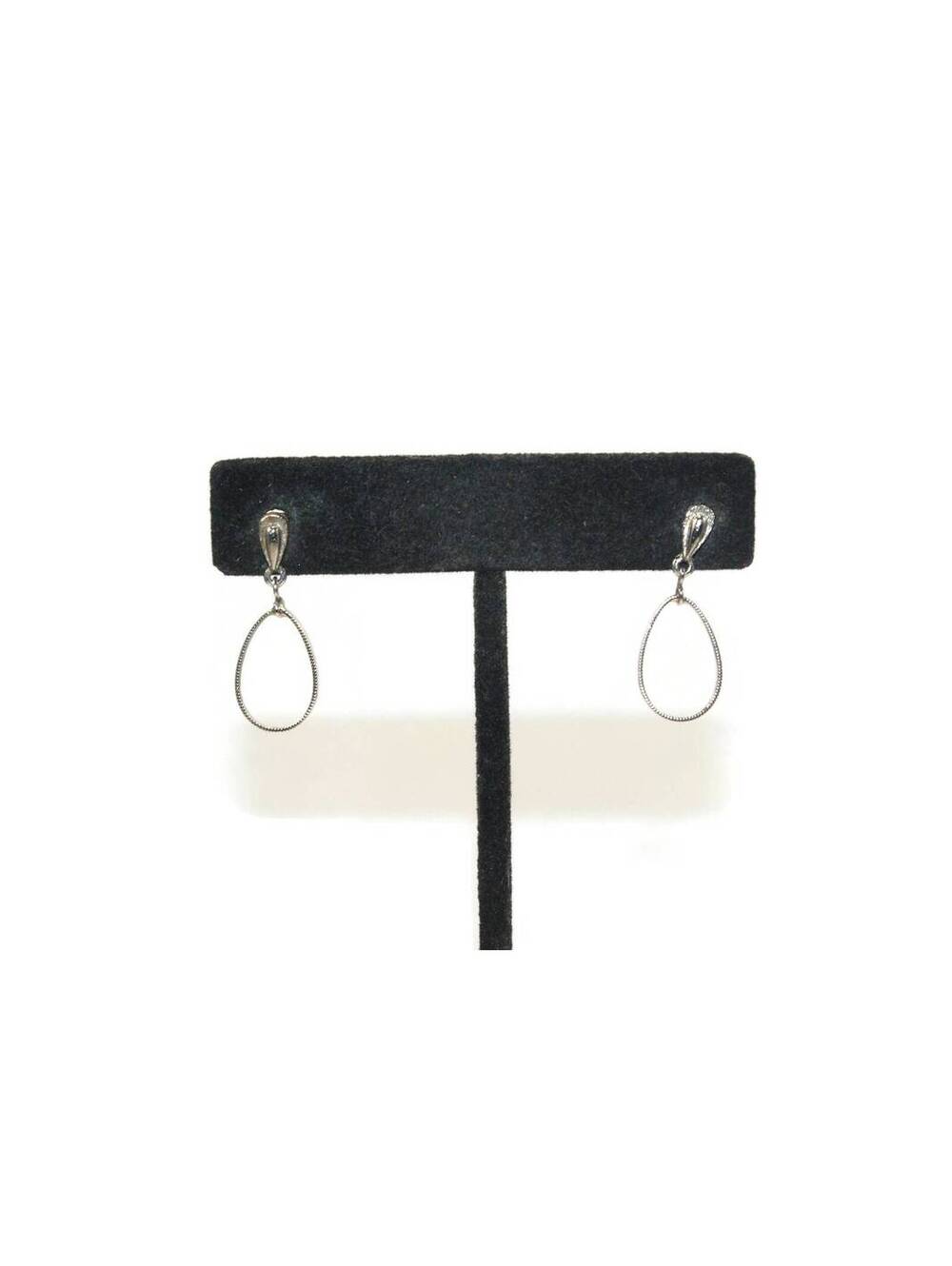 Vintage Silver Tone Teardrop Dangle Earrings Earrings with Post Backs.